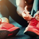 Tying sports shoes